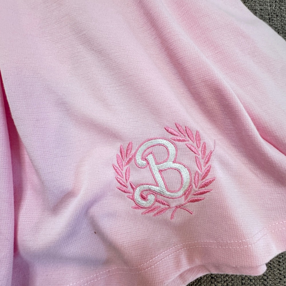 Barbie Pink Pleated Skort Logo Waistband Embroidered Crest Small RN117508